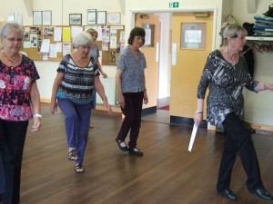 Yvonne Dawkes (right) leads the group